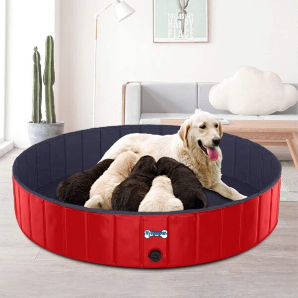 V-HANVER Dog Pool Pets Bathing Tub Plastic Wading Kiddie Pool for Medium and Large Dogs Kids - Portable Foldable Collapsible, 55.1 X 12 inch - Image 4