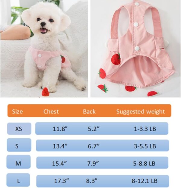 Pink Dog Dress Summer Puppy Clothes for Small Dog Girl Spring Cat Outfit Strawberry Sleeveless Pet Dress for Cat Kitten Chihuahua Pomeranian Yorkie Poodle (X-Small, D) - Image 5