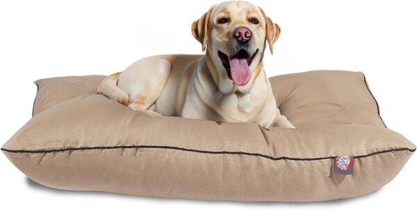 Majestic Pet Rectangle Large Dog Bed Washable – Non Slip Comfy Pet Bed – Dog Crate Bed Super Value Pillow Dog Bed – Dog Kennel Bed for Sleeping - Dog Bed Large Breed 46 x 35 Inch – Solid Khaki