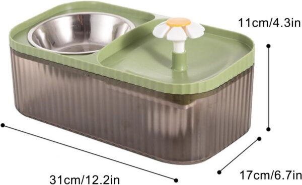 Automatic Cat Water Fountain,2-in-1 Cat Feeding & Watering Supplies with Mini Water Tank,Cat Water Bowl for Small to Medium Size Cat Dog - Image 2