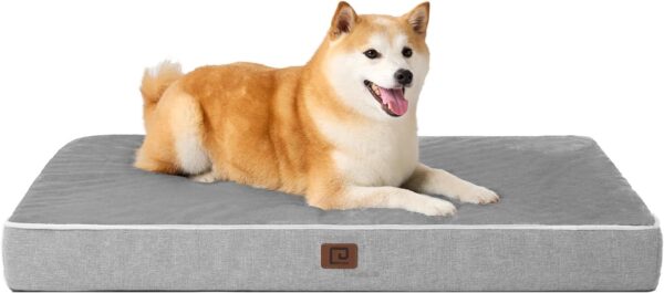 EHEYCIGA Orthopedic Memory Foam Dog Beds for Large Dogs with Removable Waterproof Liner, Grey, 35x23