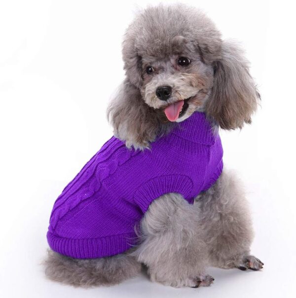 Dog Sweater, Warm Pet Sweater, Dog Sweaters for Small Dogs Medium Dogs Large Dogs, Cute Knitted Classic Cat Sweater Dog Clothes Coat Apparel for Girls Boys Dog Puppy Cat (X-Small, Purple) - Image 3