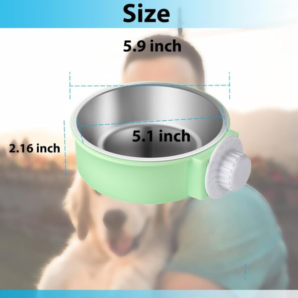 2 Pieces Crate Dog Bowl, Removable Stainless Steel Pet Kennel Hanging Food Water Feeder Bowl Cage Coop Cup for Puppy Medium Dog Cat Rabbit Ferret Bird (Blue,Green) - Image 6