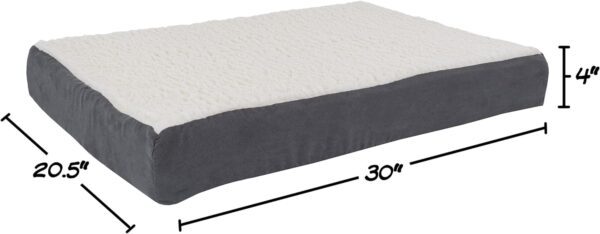 PETMAKER Orthopedic Dog Bed - 2-Layer 30x20.5-Inch Memory Foam Pet Mattress with Machine-Washable Sherpa Cover for Medium Dogs up to 45lbs (Gray) - Image 2