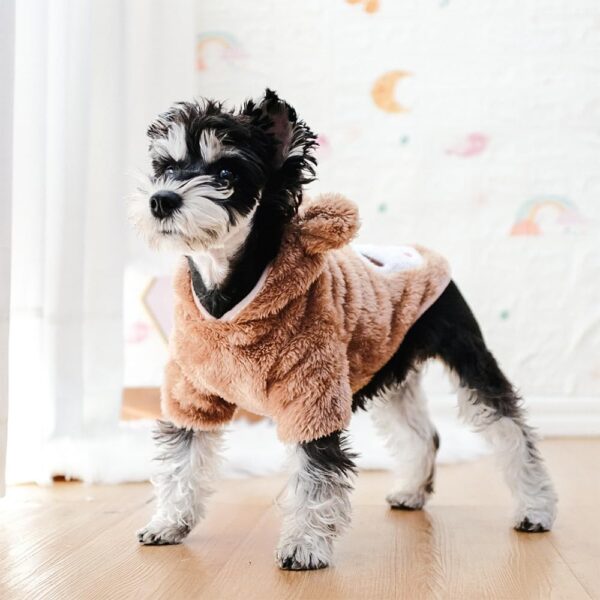 ANIAC Small Dog Winter Coat for Puppy Warm Fleece Hoodies Cute Bear Design Pet PJS Jumpsuit Soft Cold Weather Clothes for Cats Chihuahua Yorkie Poodle Teddy (X-Small, Brown) - Image 2