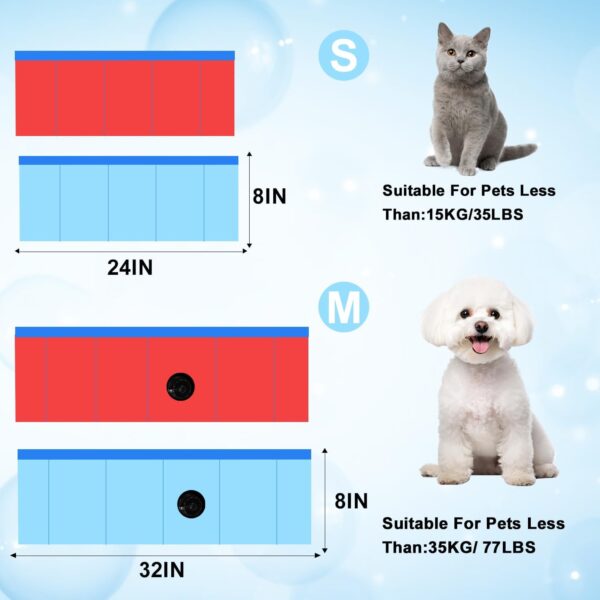 24'' x 8'' Dog Pool, Folding Dog Swimming Pool, Portable Dog Bathtub, Dogs Cats PVC Non-Slip Bath Tub Puppy Shower Bathing Tub and Collapsible Pool for Dogs Cats (Blue) - Image 2