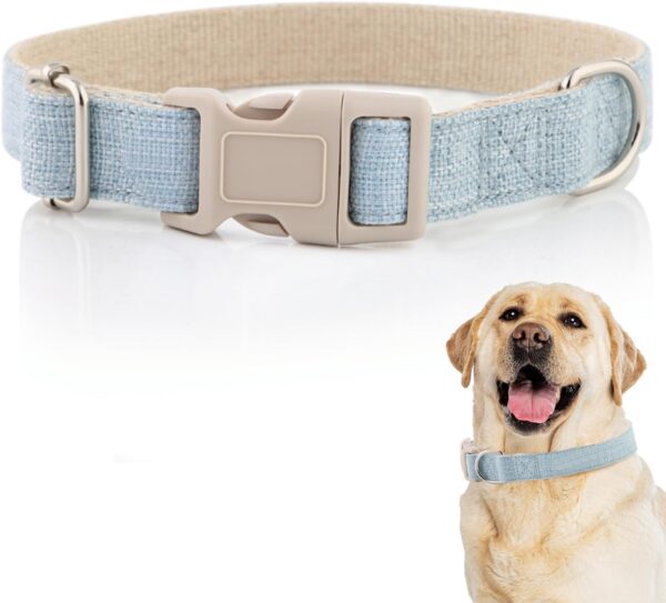 Dog Collar – Heavy-Duty Dog Collar for Small Dogs, Medium and Large – Eco-Friendly Natural Fabric – Durable and Skin-Friendly – Soft Dog Collar for All Breeds (medium, light blue)