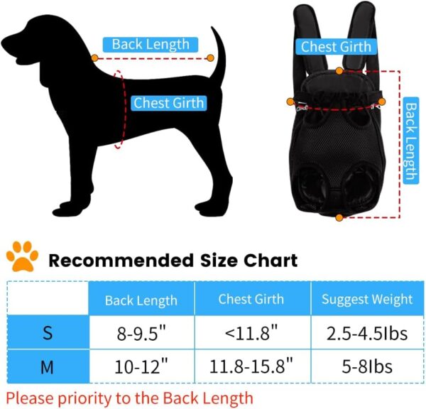 Dog Cat Backpack Carrier, Dog Carrier Backpacks for Small Medium Dogs, Pet Dog Front Chest Carriers Backpack, Puppy Carrier Sling Backpack, Holder Papoose for Dog Baby Cat Body【Medium Size】 - Image 2