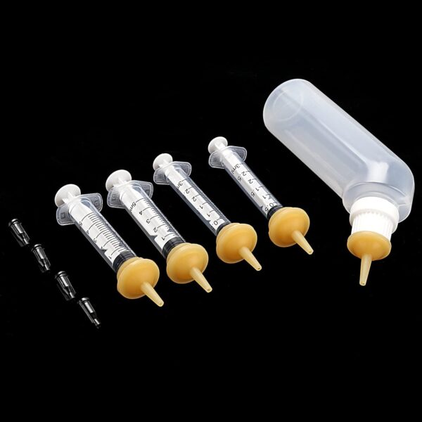 Pet Feeding Silicone Nipple with Curved Bottle and Syringes for Puppy Dog Cat or Other Pets (Flesh Color) - Image 3