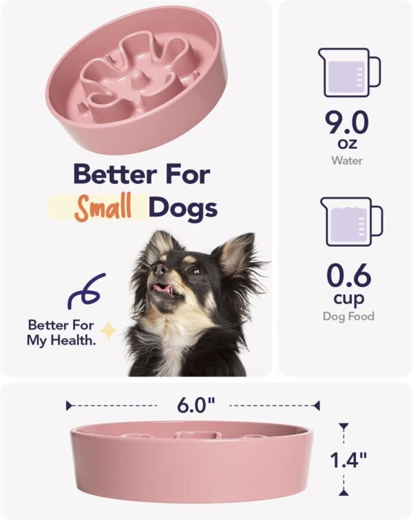 LE TAUCI Ceramic Slow Feeder Dog Bowls Small Breed, 0.6 Cups Dog Food Dish for Fast Eaters, Puzzle Bowl for Small Dogs and Cats,Pink - Image 5