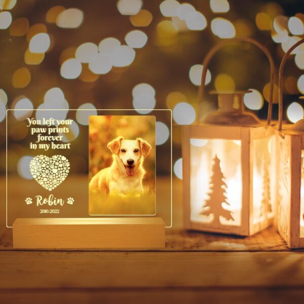 Personalized Dog Memorial Gifts for Loss of Dog, Pet Memorial Gifts for Dog Cat, Personalized Night Light Dog Memorial Photo Plaque (A - Dog Cat) - Image 6