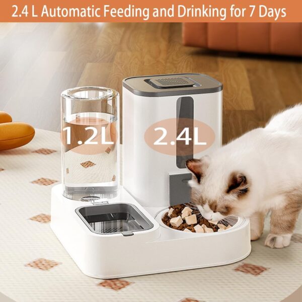 Automatic Cat Feeder with Food Dispener and Water Dispener,Big Capacity Gravity Automatic Pet Feeding & Watering Dispenser Supplies for Small Dog and All Types of Cats. - Image 4