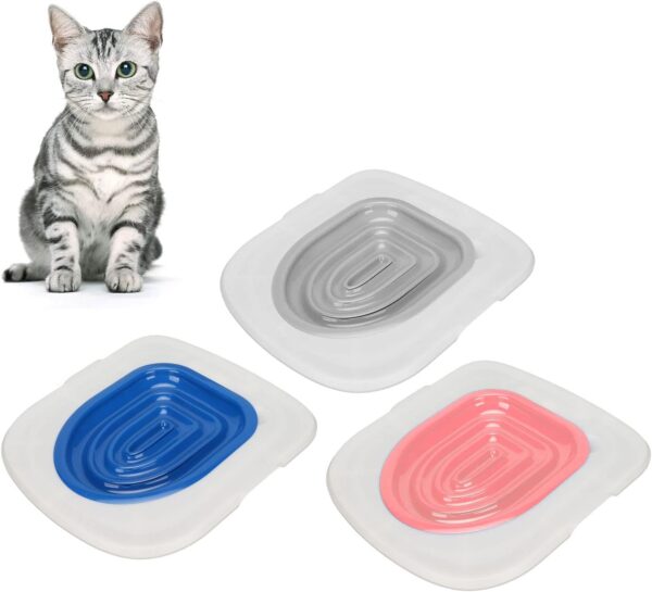 Cat Toilet Training Kit Toilet Training Seat for Cats Teach Cat to Use Toilet Universal Reusable Kitty Toilet Trainer for Pet Cleaning Cat Toilet Training System(White Tray, 1 Gray Inner Support) - Image 7