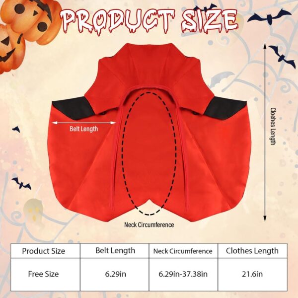 Halloween Cat Vampire Cloak Costume Halloween Adjustable Red Black Pet Cape Costume Clothes, Halloween Pet Accessories Costume Outfit Decor Cowl for Small Cats Dogs Animals Halloween Party Pet Cosplay - Image 2