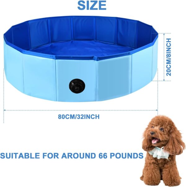 Portable Dog Bathtub 32'' x 8'' Foldable Pet Swimming Pool Plastic Dog Pool Bathing Tub Indoor Sand Pit Collapsible Ball Pit(Blue, Medium) - Image 2