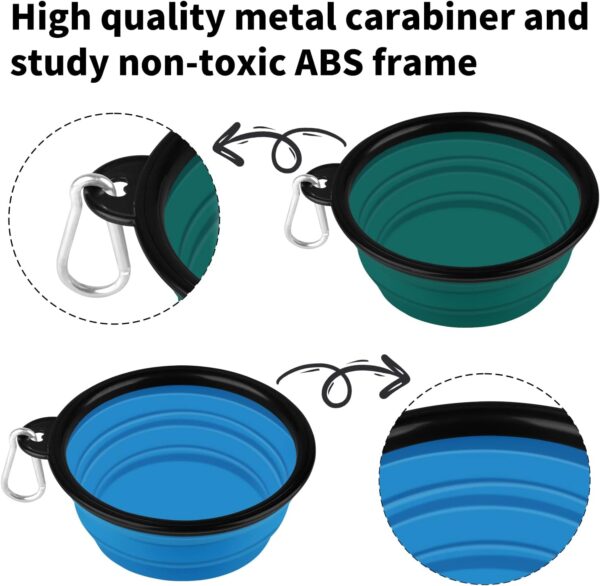 COOYOO Collapsible Dog Bowl,2 Pack Collapsible Dog Water Bowls for Cats Dogs,Portable Pet Feeding Watering Dish for Walking Parking Traveling with 2 Carabiners - Image 5