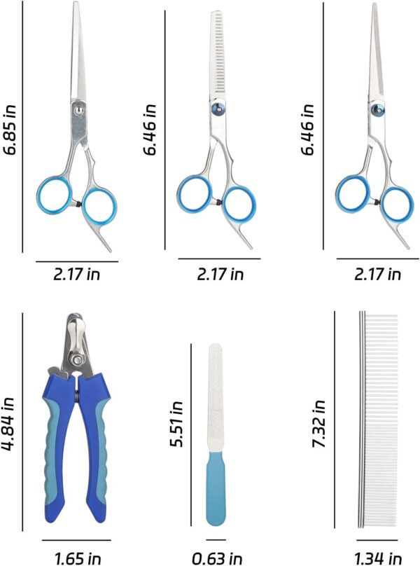 6-piece set of pet grooming scissors and nail clippers - professional dog and cat nail clipper set, equipped with grooming scissors and nail clippers - suitable for pet dogs and cats - Image 2