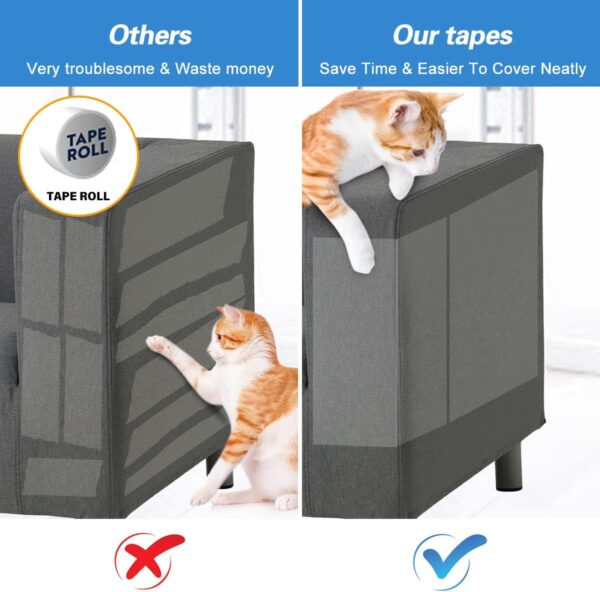 10 Pcs Extra Large Furniture Protectors from Cats, 5pcs 17" x12” & 5pcs 17"x10" Cat Scratch Deterrent Sheet, Double-Sided Training Tape, Cat Scratch Couch Protector - Image 5