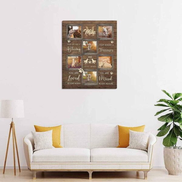 Customized Dog Memory Canvas Wall Hanging Art Priting with Photos Personalized Picture Pet Loss Memorial Picture Gifts Customized Pet Bereavement Gift Canvas Print Gift for Dog Lover Dog Mom Dog Dad - Image 4