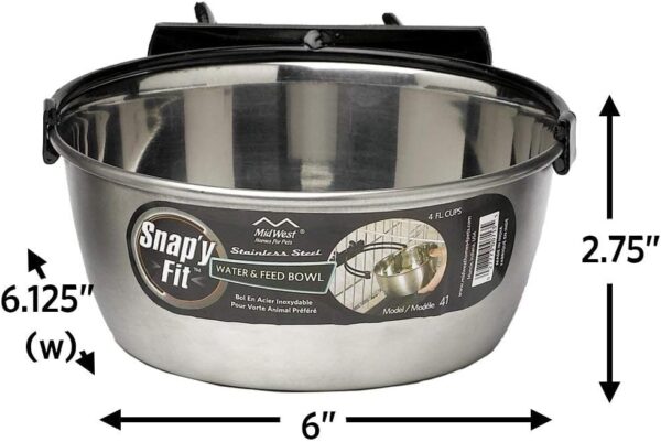 MidWest Homes for Pets Snap'y Fit Stainless Steel Food Bowl / Pet Bowl, 1 qt. for Dogs & Cats, Silver - Image 5