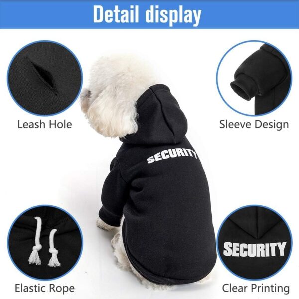 SCENEREAL Security Dog Hoodie Sweaters for Small Medium Large Dogs, Brushed Fleece Dog Clothes with Hat,Soft Cotton Winter Spring Coat All Weather Clothes, Classic Halloween Costume with Leash Hole - Image 5