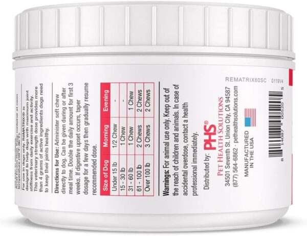 ReMATRIX Joint Support Supplement for Dogs - Glucosamine, Chondroitin, MSM, Omega-3 - Hip and Joint Pain Relief and Support for Dogs - Made in USA - 60 Soft Chews - Image 5