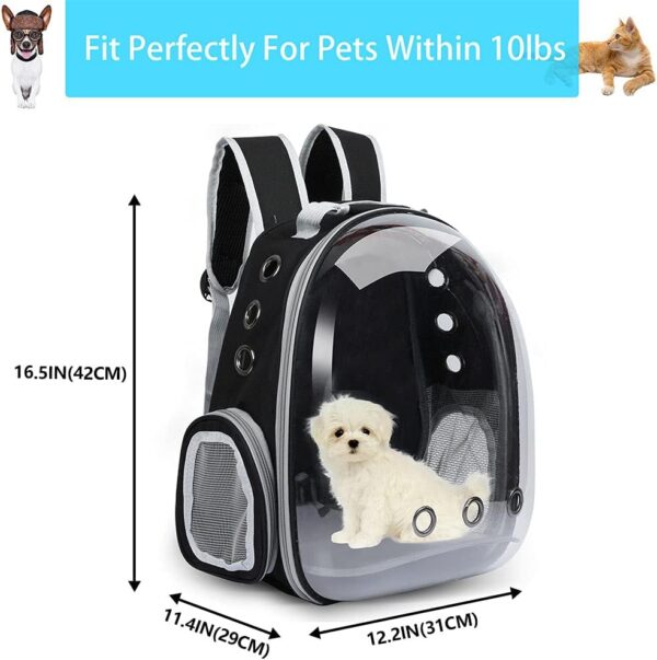 Cat Backpack Carrier Bubble, Dog Backpack Carrier for Small Dogs, Kitty Backpack, Pet Carrier Backpack, Bubble Backpack Pet Carrier, Large Cat Backpack for Hiking Travel and Outdoor Use (Black-2) - Image 3