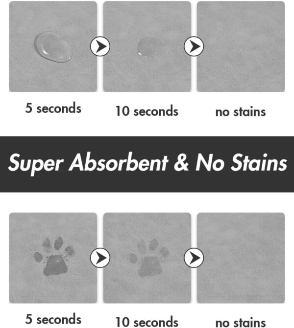 Absorbent Dog Water Mat-Dog Mat for Food and Water Bowl, Quick Dry Pet Feeding Mat, No Stains Dog Food mat, Dog Accessories Pet Supplies Mat-Dog Water Bowl Mat for Messy Drinkers - Image 2