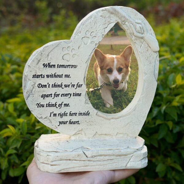 Pet Dog Memorial Stones with Photo Frame Photo Frame, Heart Shaped Pet Dog Garden Stones Grave Markers Headstones Outdoor or Indoor, Sympaty Pet Dog Memorial Gifts Loss Gifts Remembrance Gifts - Image 3