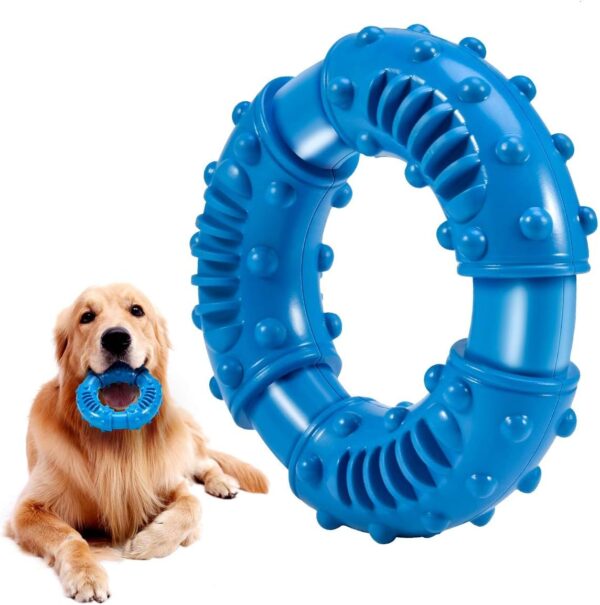 Dog Chew Toys for Aggressive Chewers Large Breed, Non-Toxic Natural Rubber Indestructible Dog Toys, Tough Durable Puppy Chew Toy for Medium Large Dogs - Fun to Chew, Chase and Fetch(Blue)