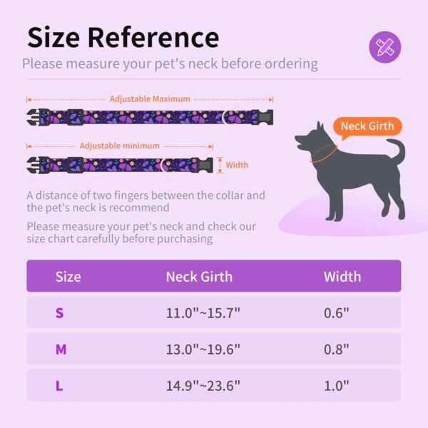 Dog Collars with Buckle Adjustable for Cute Girl Female Boy Dogs,Special Soft and Fancy Dog Pet Collar with Flower Design for Small Medium Large Dogs (S, Purple Butterfly) - Image 3