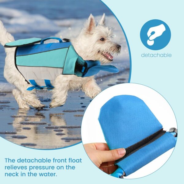 EMUST Dog Life Jacket, Lightweight Life Jacket for Dogs with Removable Frisbee & Front Float, Small Dog Floating Vest for Water at Pool, Beach, Boating, Blue, XS - Image 3