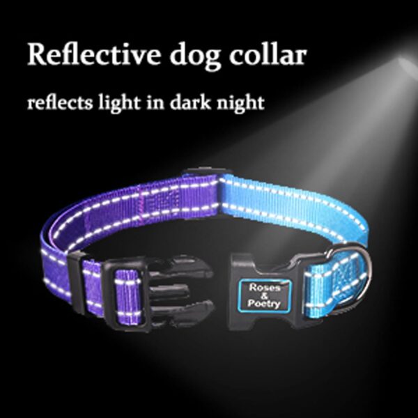 Roses&Poetry Reflective Dog Collar with Gradient Violet, Adjustable Durable Pet Collars for Small Medium Large Dogs (Violet-S) - Image 4