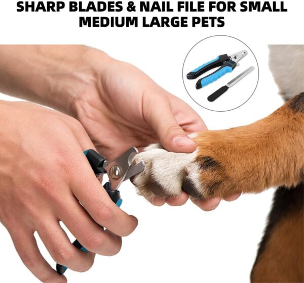 HAWATOUR Dog Nail Clippers, Professional Pet Nail Clipper & Trimmers with Safety Guard to Avoid Over Cutting, Grooming Razor with Nail File for Cat Small Medium Large Dog, Blue - Image 3