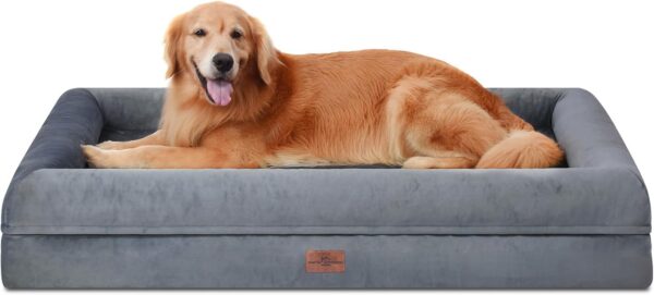 Extra Large Dog Bed Orthopedic Washable: XL Dog Bed with Waterproof Removable Cover Dog Beds for Extra Large Dogs with Non-Slip Bottom Memory Foam Pet Couch Sofa Grey- 42" x 30"