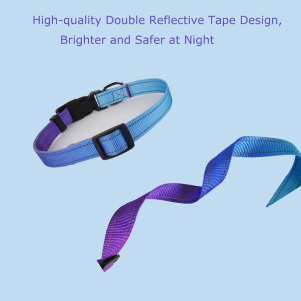 Roses&Poetry Reflective Dog Collar with Gradient Violet, Adjustable Durable Pet Collars for Small Medium Large Dogs (Violet-S) - Image 9