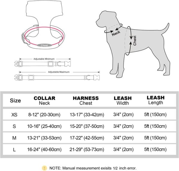 Beirui Cute Girl Dog Collars, Harnesses & Leashes Set - Personalized Dog Collar and Leash Set with Detachable Flower - Soft Mesh Dog Vest Harness Adjustable for Small Medium Large Dogs (Blue,XS) - Image 5