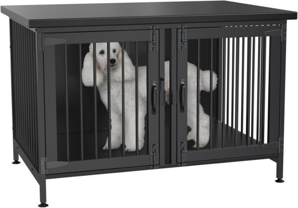 GDLF Double Dog Crate with Divider for 2 Small Dogs or 1 Dog, Furniture Style Kennel Indoor Cage with Removable Panel (Int.dims:36.2”Wx24.5”Dx21”H), Black - Image 5