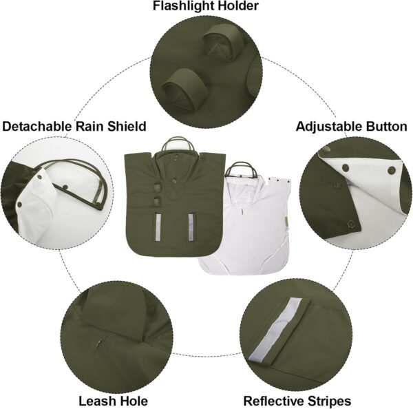 Dog Raincoats for Large Dogs Waterproof Dog Hoodies Adjustable Dog Rain Jacket Poncho Detachable with Hood Fixable Flashlight Design for Night Dog Walking Safety-Size L to 4XL- Army Green- XL - Image 2