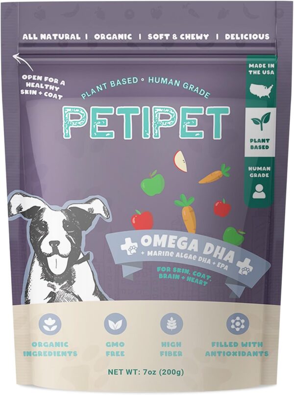 Omega 3 for Dogs - Skin, Coat, Brain and Heart Health Supplement - for Dry, Itchy, or Flaky Skin - Allergies and Itch Relief Chews - DHA and EPA Omega 3 Fatty Acids from Marine Algae