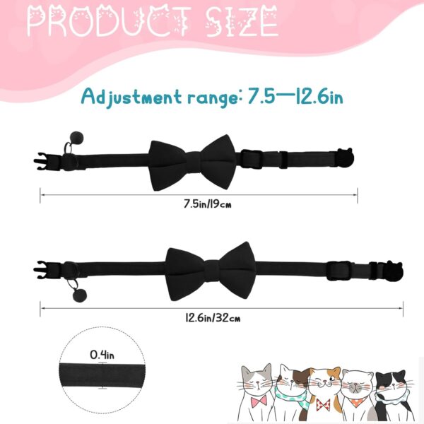 2 Pcs Cat Collar for Boy Cats Velvet Kitten Collar Breakaway Bow Tie Collar Cute Kitten Collars with Bell Adjustable Puppy Cat Collar Personalized Collars for Small Pets - Image 3