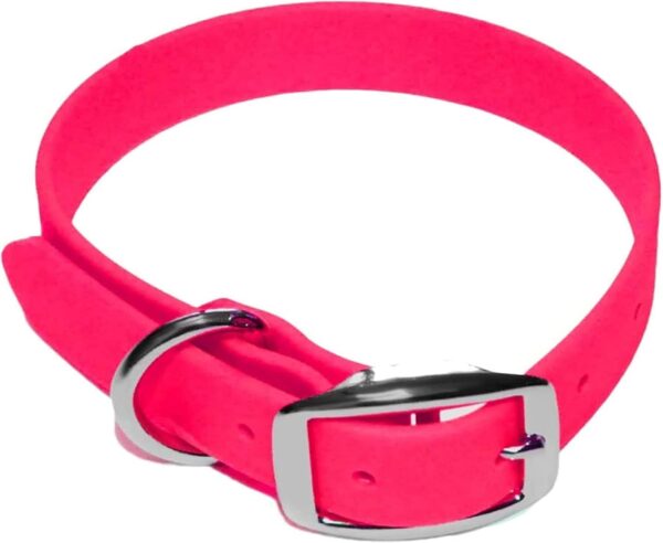 Regal Dog Products Medium Pink Dog Collar with Heavy Duty Double Buckle & D Ring | Vinyl Coated, Custom Fit, Adjustable Biothane Dog Collar | Chew Resistant Waterproof Collar for Dogs