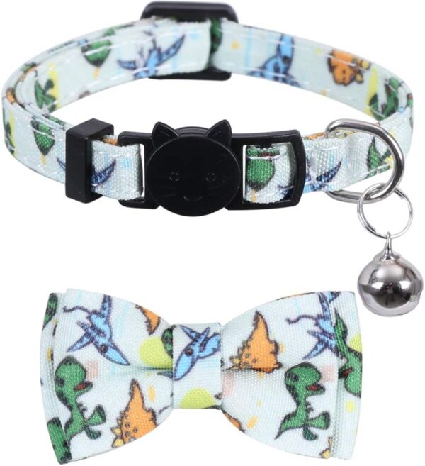 2 Pack/Set Cat Collar Breakaway with Cute Bow Tie and Bell for Kitty Adjustable Safety - Image 3