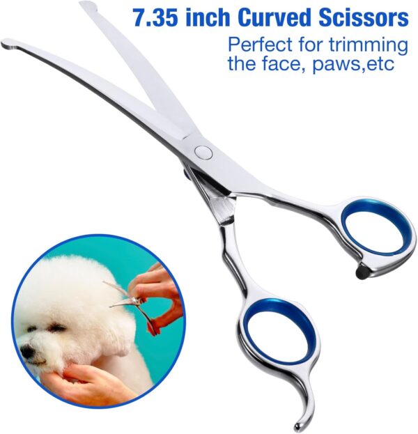 Dog Grooming Scissors with Safety Round Tips,5 in 1 Dog Grooming Scissors Kit, 4CR Stainless Steel Professional Pet Grooming Shears for Dog, Cat,Sharp and Sturdy - Image 6