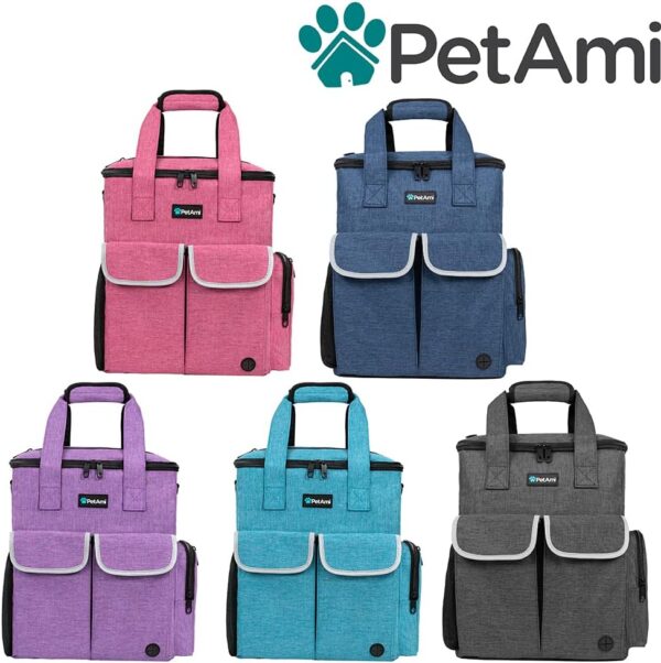 PetAmi Dog Travel Bag Pet Supplies Accessories Organizer For Traveling, Camping, Weekend; Cat Pet Travel Bag Kit includes 2 Food Storage Containers, 2 Collapsible Bowls, 1 Feeding Mat (Navy Blue) - Image 7