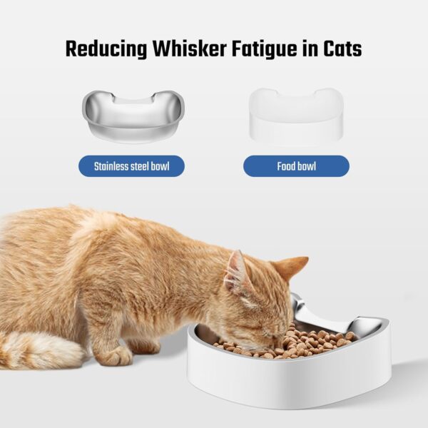 Stainless Steel Cat Bowls: Suitable for Automatic Pet Feeder Cat Whisker Fatigue Relief Friendly Shape and Easy to Clean - Image 2