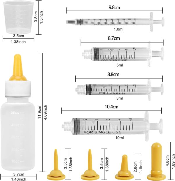 Pet Nursing Bottle,Puppy Bottles for Nursing,Kitten Nursing Bottle,Mini Pet Feeding Bottle and Syringes with Nipples for Newborn Rabbits, Small Animals, Squirrel,Small Breed Puppies - Image 4