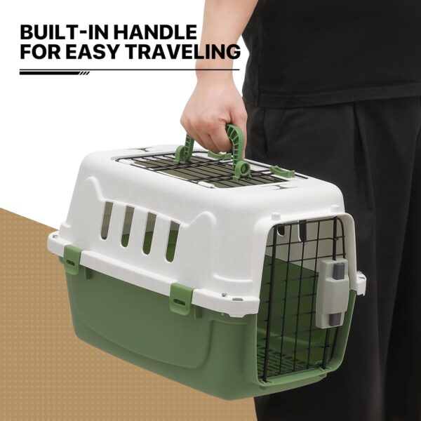 MoNiBloom 18-Inch 2-Door Top Loading Cat Carrier, Plastic Dog Crate Hard-Sided Dog Travel Carrier for Small Dogs and Cats, Ventilation and Security Lock Design for Pets up to 10 lbs (Green) - Image 10