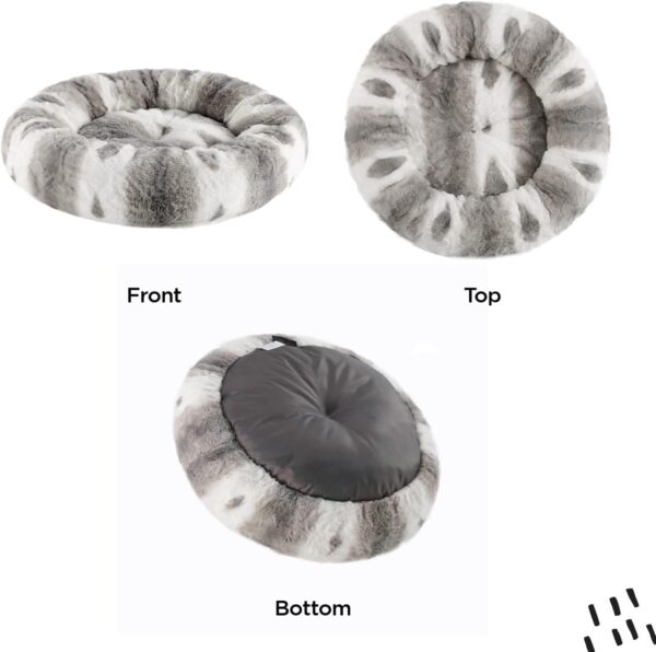 Best Friends by Sheri Patterned Lux Faux Fur Calming Donut Dog Bed, Gray, 23" x 23" - Image 3