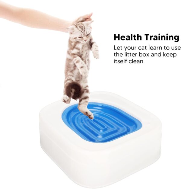 Cat Training Kit System for Toilet, Professional Reusable Cat Toilet Trainer, Urinal Seat with Extra Blue Tray, Recess Design Facilitates Tray Removal, Teach Cat to Use Toilet (Blue) - Image 5